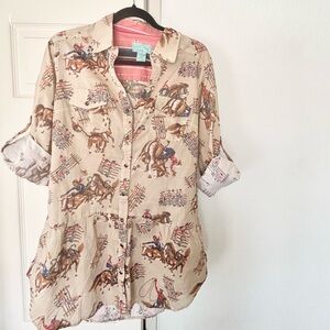 Tasha Polizzi Rodeo Print Tan Shirt